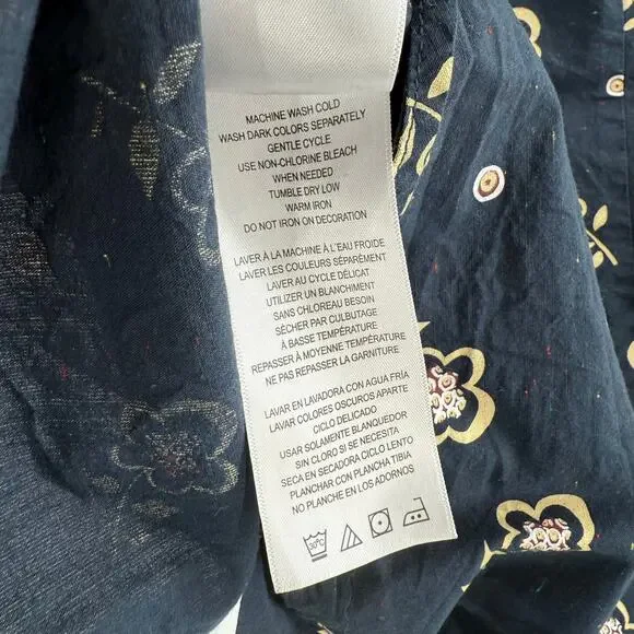 Ben Sherman Neps Shirt Small Floral Print Button Down Navy Cotton Short Sleeve - Picture 12 of 13